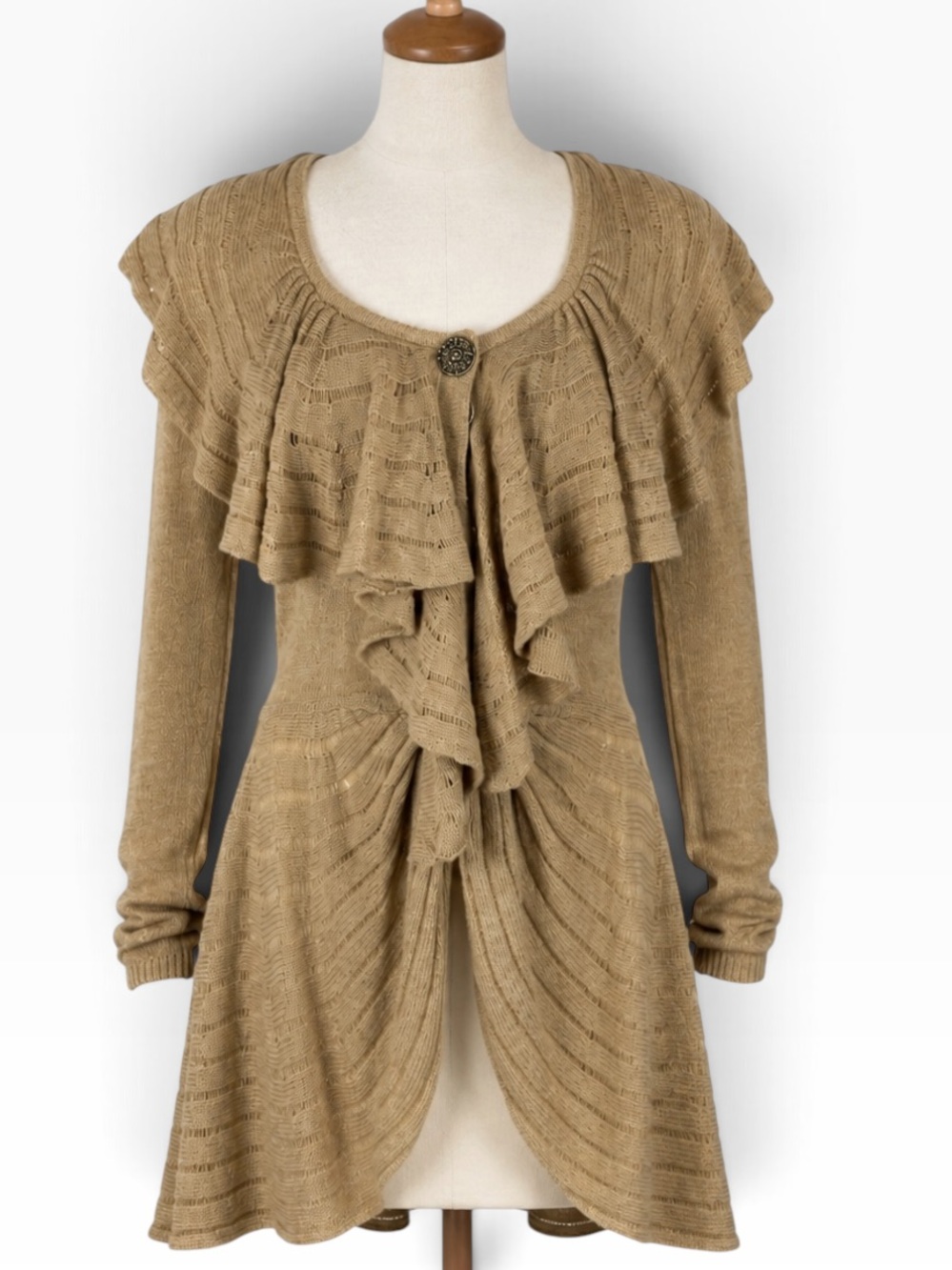 Anthropologie LeifNotes Y2K Ruffle Knit Cardigan Sweater Jacket M